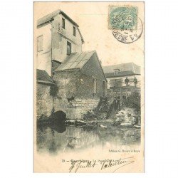 carte postale ancienne 80 GUERBIGNY. Le Pont sur Avre 1906 avec personnages sur l'Ecluse