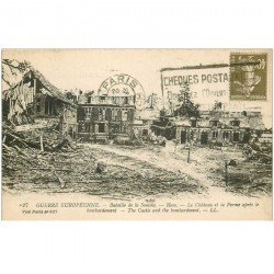carte postale ancienne 80 HEM. Château et Ferme après bombardement 1927