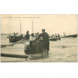 carte postale ancienne 80 LE CROTOY. Les Régates. Le Départ des Bateaux à rames vers 1909