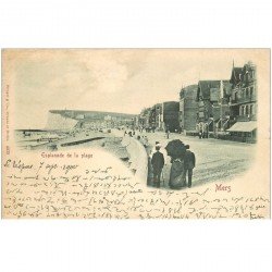 carte postale ancienne 80 MERS-LES-BAINS. Esplanade de la Plage. Rare Timbre de 1900