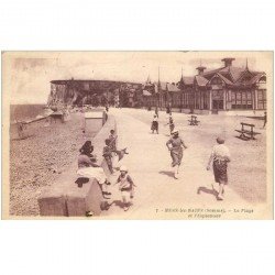 carte postale ancienne 80 MERS-LES-BAINS. Plage et Esplanade 1933