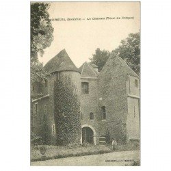 carte postale ancienne 80 MOREUIL. Le Château Tour de Créquy 1917 avec enfant