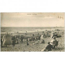 carte postale ancienne 80 ONIVAL SUR MER. La Plage 1932 les Tentes