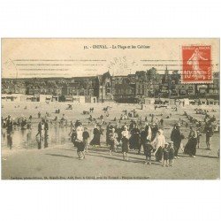carte postale ancienne 80 ONIVAL SUR MER. La Plage et Cabines 1912
