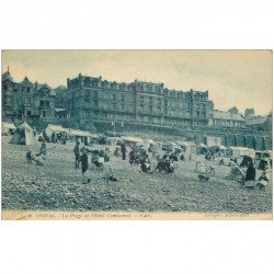 carte postale ancienne 80 ONIVAL SUR MER. La Plage et Hôtel Continental 1922