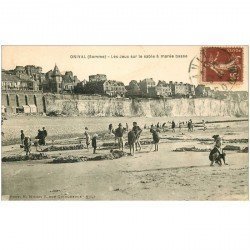 carte postale ancienne 80 ONIVAL SUR MER. La Plage jeux de sable 1932