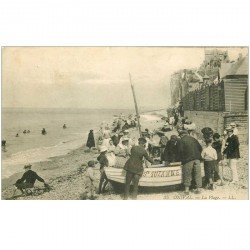 carte postale ancienne 80 ONIVAL. Plage et barque de Pêcheur Suzanne 1908