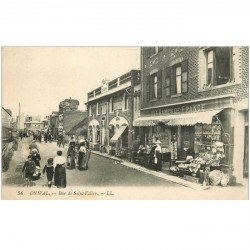carte postale ancienne 80 ONIVAL. Rue Saint Valéry magasin Aux Dames de France vente de cartes postales