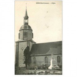 carte postale ancienne 80 QUEND VILLE. L'Eglise et Monument avec animation 1931