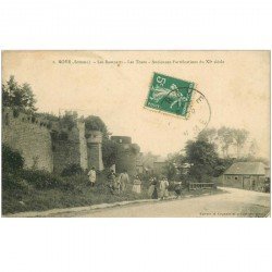 carte postale ancienne 80 ROYE. Les Remparts et les Tours belle animation