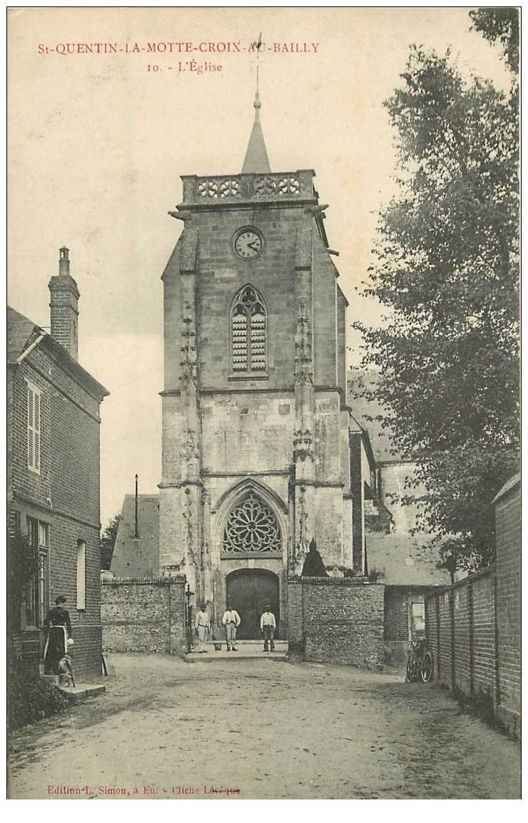 carte postale ancienne 80 SAINT-QUENTIN-LA-MOTTE-CROIX-AU-BAILLY. L'Eglise