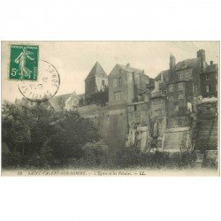 carte postale ancienne 80 SAINT-VALERY-SUR-SOMME. Eglise et Falaises 1907