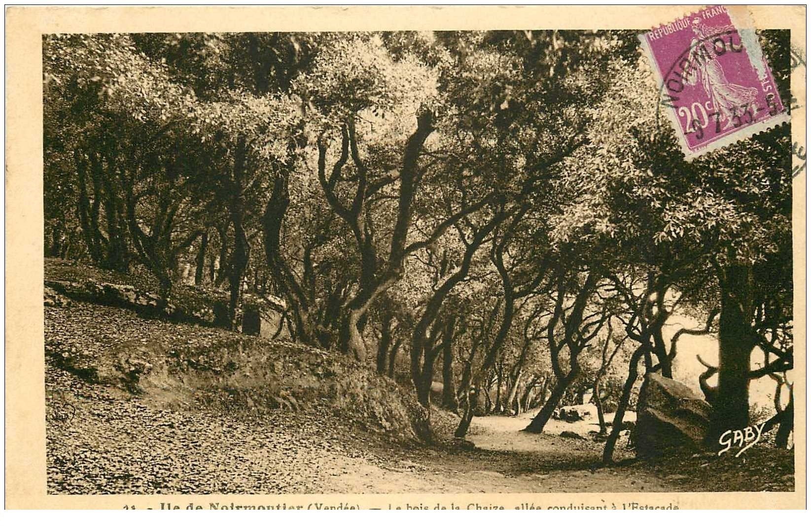 carte postale ancienne 85 ILE DE NOIRMOUTIER. Allée Estacade au Bois de Chaize 1933
