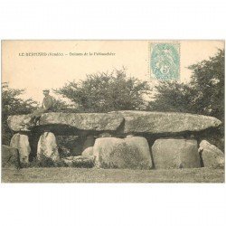 carte postale ancienne 85 LE BERNARD. Dolmen de la Frébouchère avec personnage assis dessus
