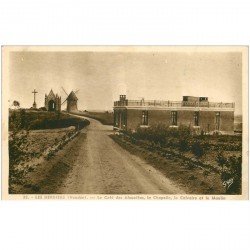 carte postale ancienne 85 LES HERBIERS. Le Moulin, Café des Alouettes, Chapelle et Calvaire