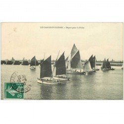 carte postale ancienne 85 LES SABLES D'OLONNE. Bateaux pour la Pêche à la Sardine. Le Départ 1909