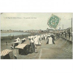 carte postale ancienne 85 LES SABLES D'OLONNE. La Plage 1907 et les Tentes côté Ouest