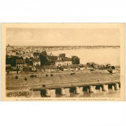 carte postale ancienne 85 LES SABLES D'OLONNE. La Plage 1932 vue prise de la Tour Arundel