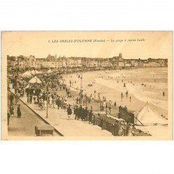 carte postale ancienne 85 LES SABLES D'OLONNE. La Plage à Marée haute 1922