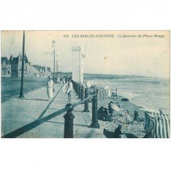 carte postale ancienne 85 LES SABLES D'OLONNE. Le Phare Rouge le Quartier