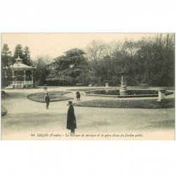 carte postale ancienne 85 LUCON. Kiosque de musique et Pièce d'eau du Jardin public