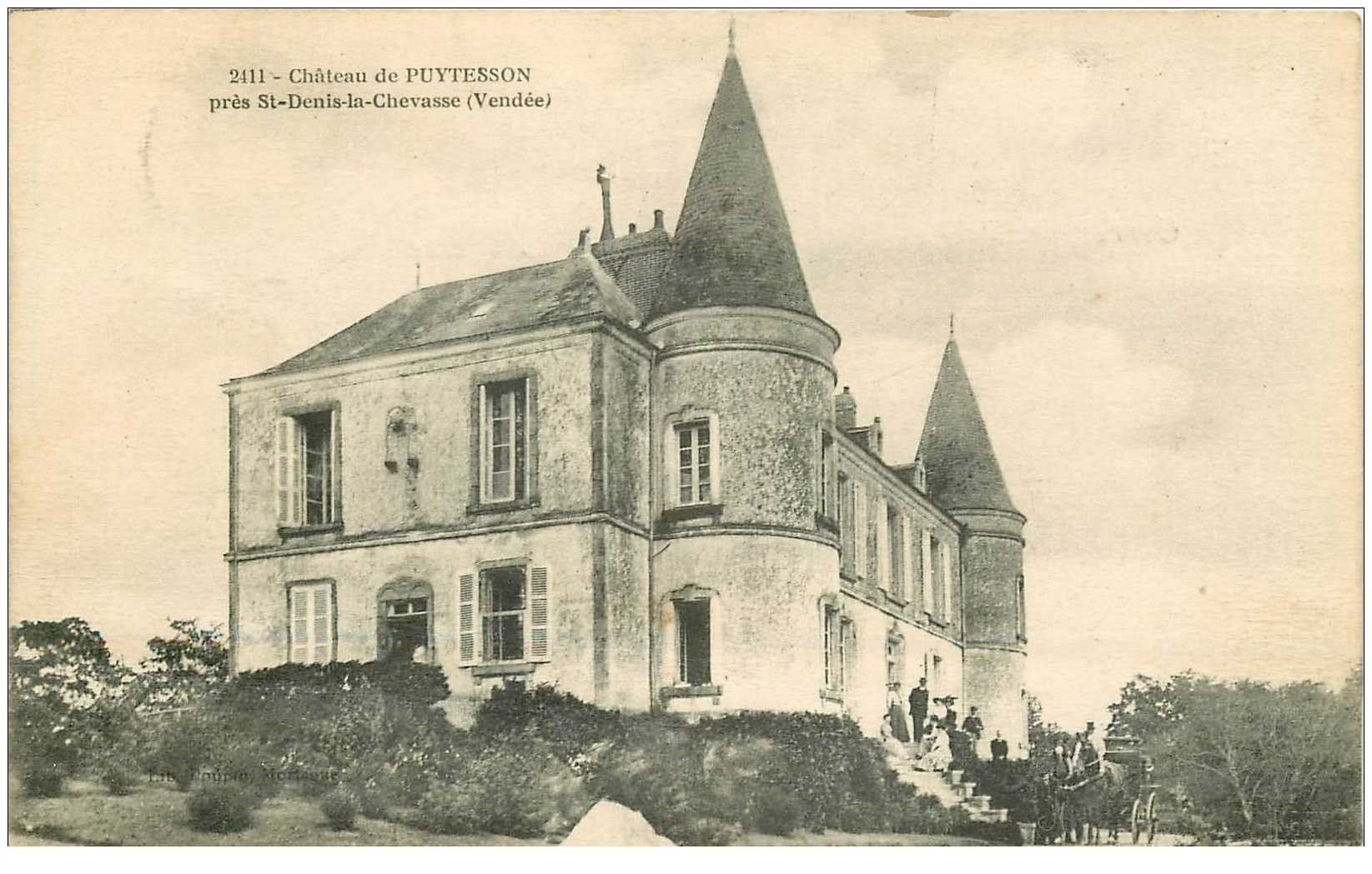 85 SAINT-DENIS-LA-CHEVASSE. Château de Puytesson 1913 animation sur le Perron