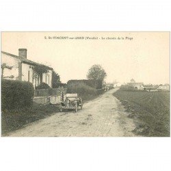 carte postale ancienne 85 SAINT LAURENT SUR SEVRE. Chemin de la Plage voiture décapotable