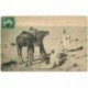 carte postale ancienne ALGERIE. Chameliers faisant manger les Chameaux 1908