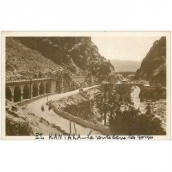 carte postale ancienne Algérie. EL KANTARA. Porte du Désert et Pont Romain dans les Gorges