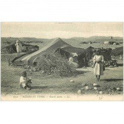 carte postale ancienne ALGERIE. Gourbi Arabe 1909