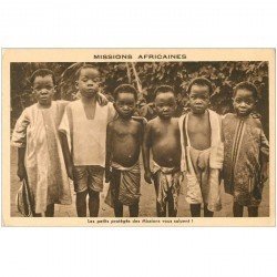 carte postale ancienne COTE D'IVOIRE. Les Petits protégés des Missions Africaines vous saluent