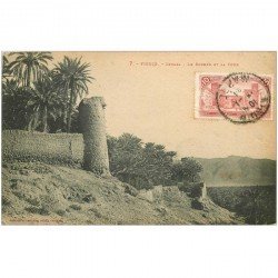 carte postale ancienne Maroc. FIGUIG. Zenaga. Le Rocher et la Tour 1924