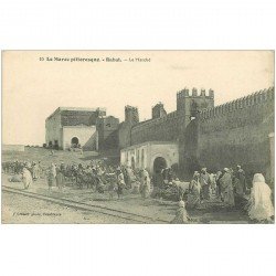 carte postale ancienne Maroc. RABAT. Le Marché 1914