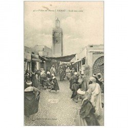 carte postale ancienne Maroc. RABAT. Souk aux cuirs 1921