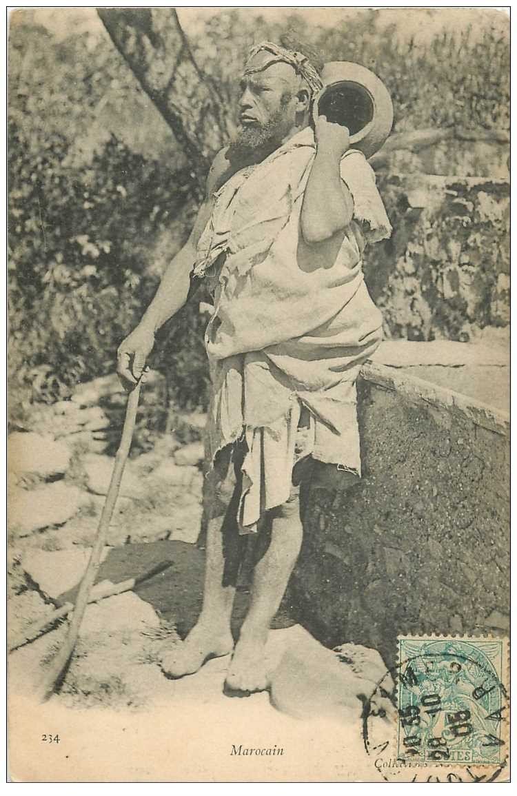 carte postale ancienne Maroc. Un Marocain Porteur d'eau 1905