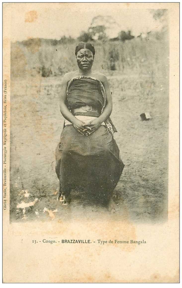 carte postale ancienne CONGO. Brazzaville. Type de Femme Bangala