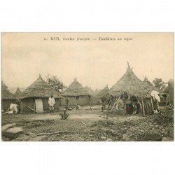 carte postale ancienne SOUDAN. Chevaux et Tirailleurs au repos