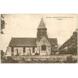 carte postale ancienne 02 MORTEFONTAINE. Eglise et Cimetière 1957