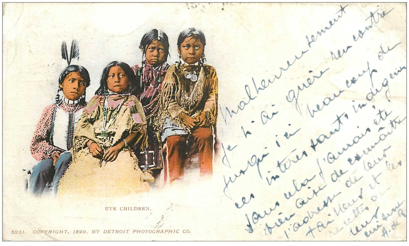 carte postale ancienne CANADA. Ute Children 1902 Enfants Indiens