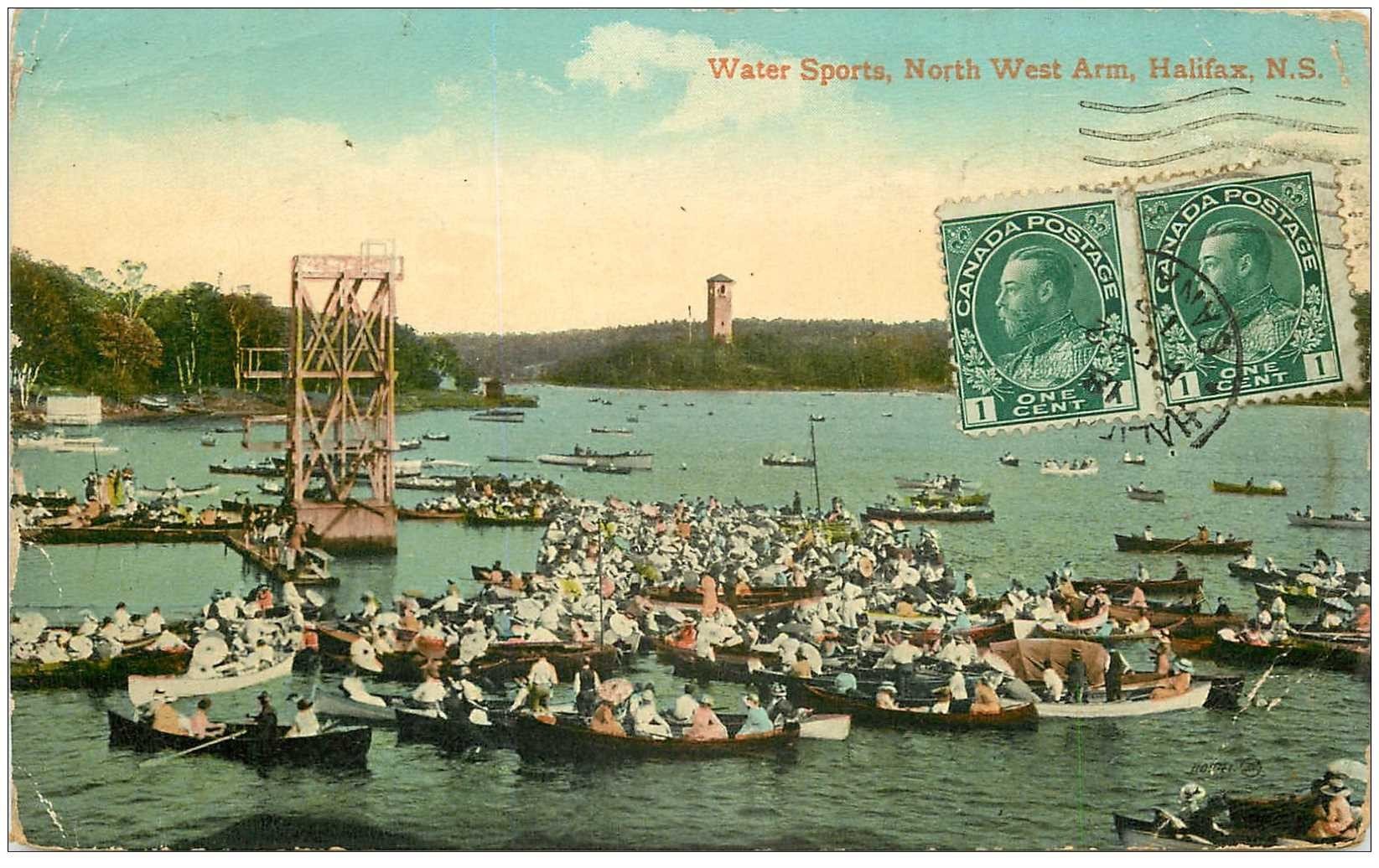 carte postale ancienne CANADA. Water Sports North West Arm Halifax 1916