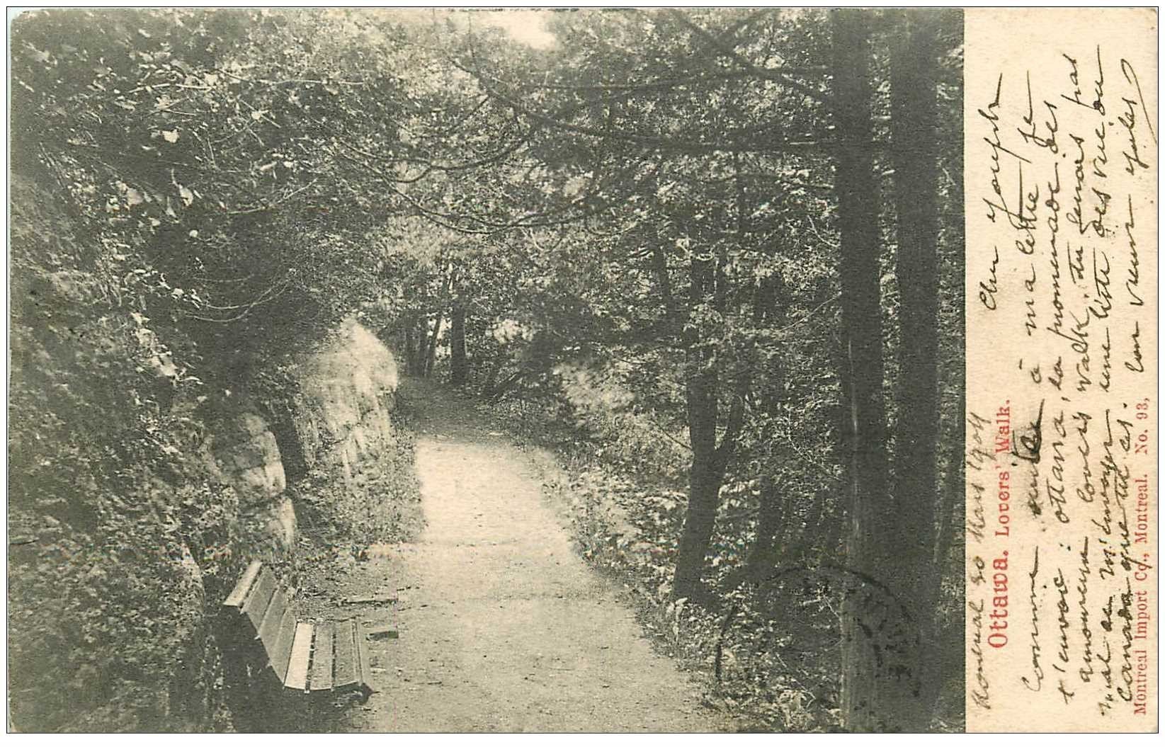 carte postale ancienne OTTAWA. Lovers Walk 1904
