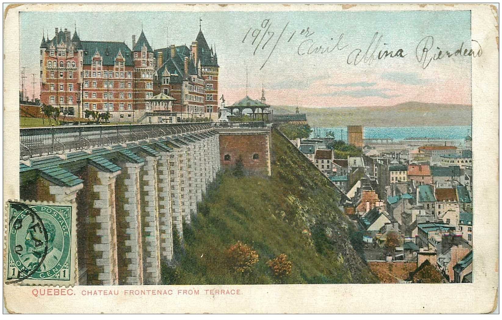 carte postale ancienne QUEBEC. Chateau Frontenac from Terrace 1907