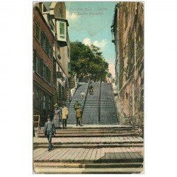 carte postale ancienne QUEBEC. Stairs Escalier Champlain 1912