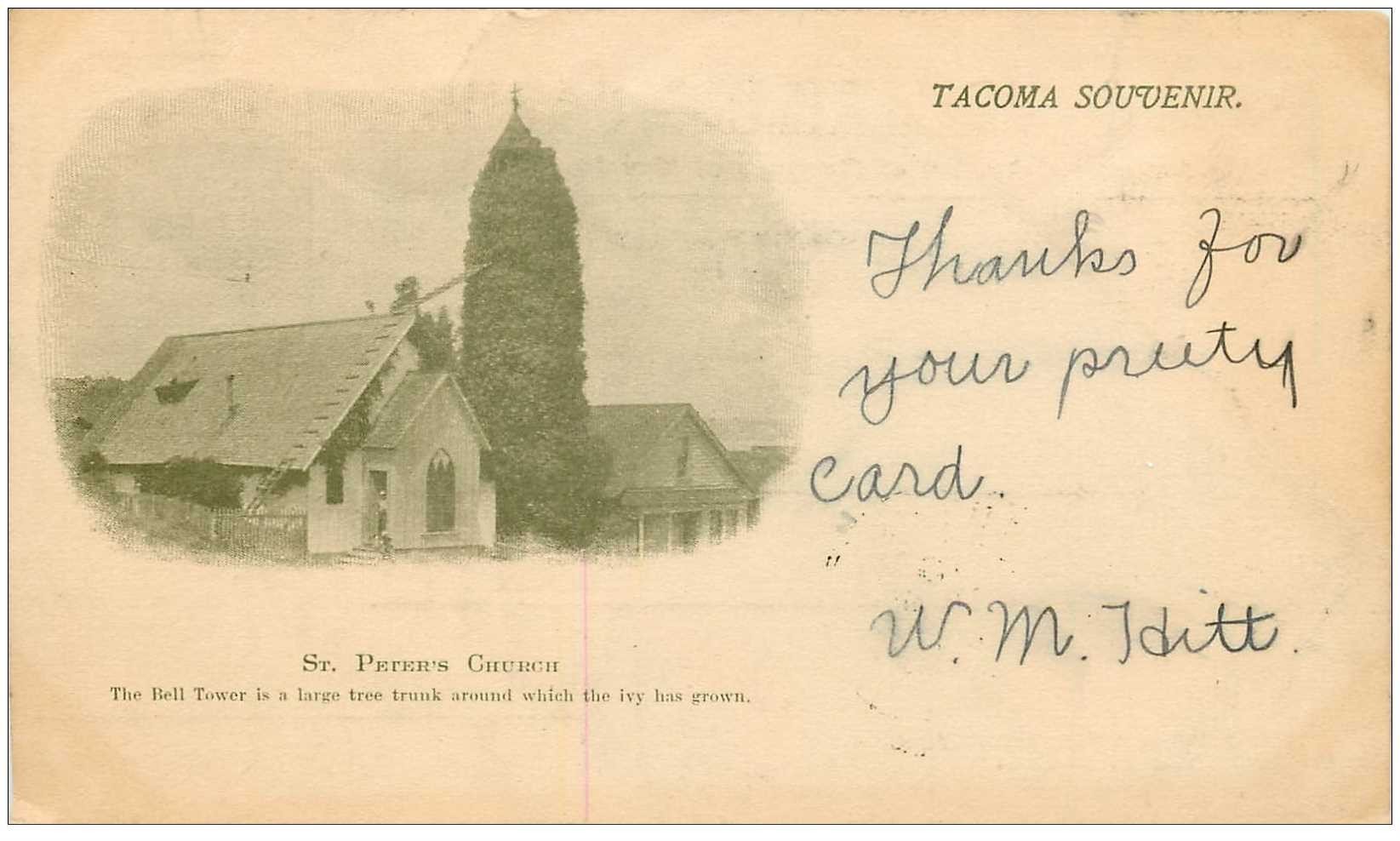 ETATS UNIS. Tacoma Souvenir. St Peters Church 1901