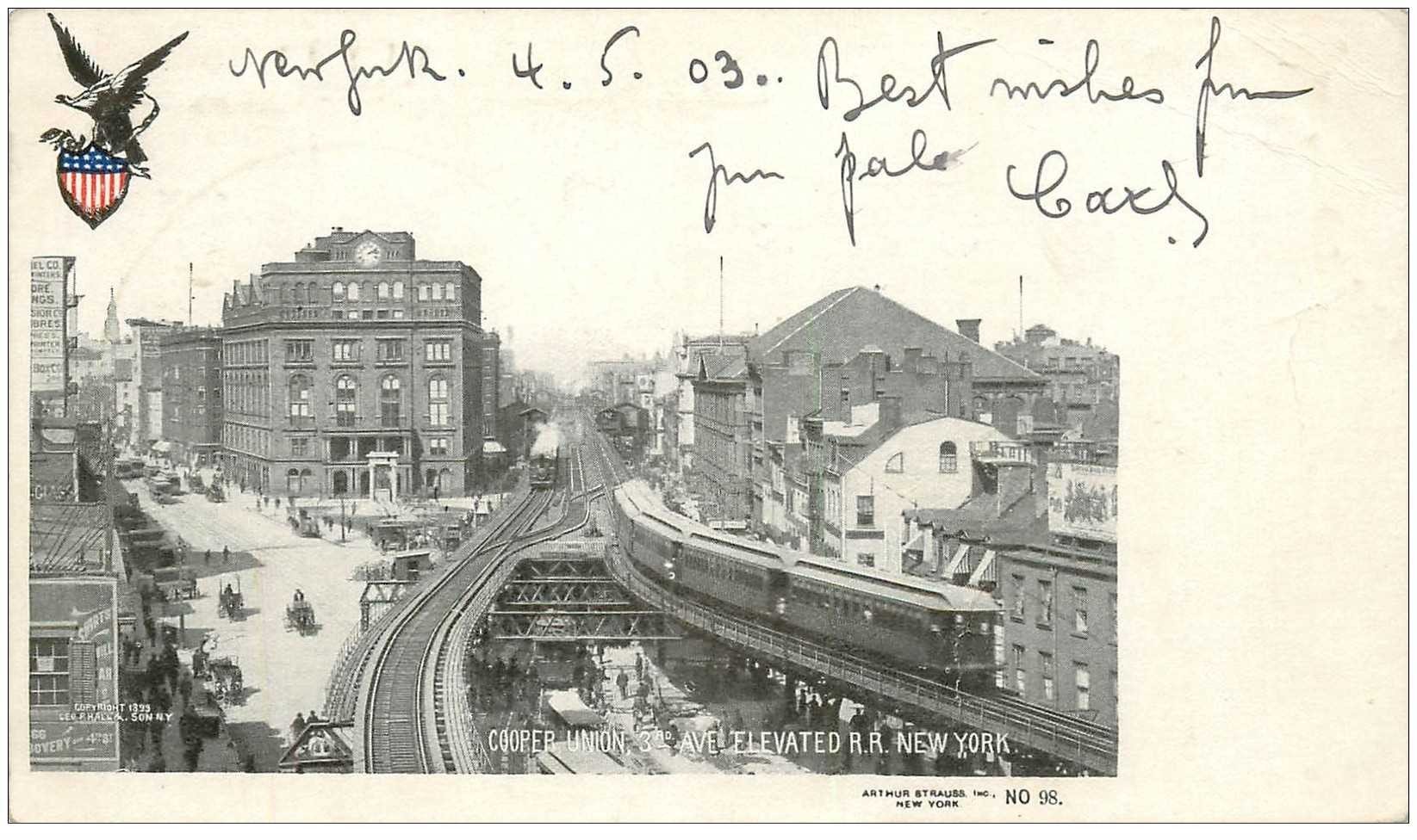 NEW YORK CITY. Cooper Union 3° Avenue elevated R.R 1903. Metropolitain