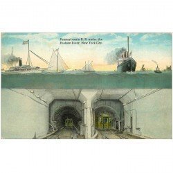 carte postale ancienne NEW YORK CITY. Pennsylvania Tunnel R.R under the Hudson River
