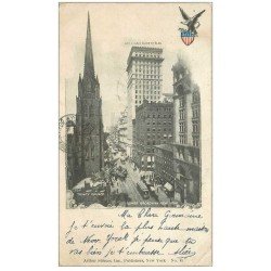 carte postale ancienne NEW YORK. Lover Broadway American Surety Building Trinity Church 1902