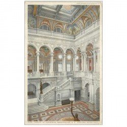 carte postale ancienne WASHINGTON. Library of Congress Central stair Hall