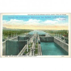 carte postale ancienne PANAMA CANAL. Gatun Locks looking North Ecluses