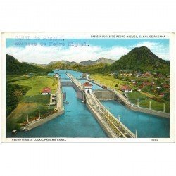 carte postale ancienne PANAMA CANAL. Pedro Miguel Locks Ecluses